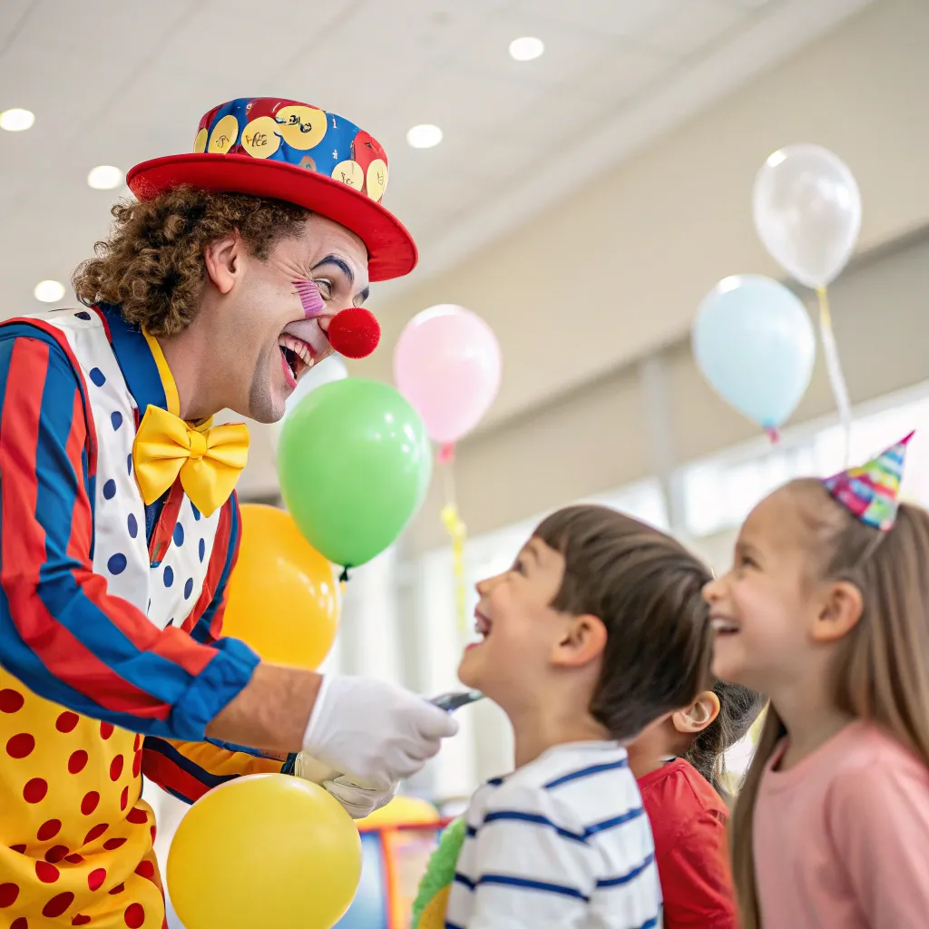 Clown entertaining children
