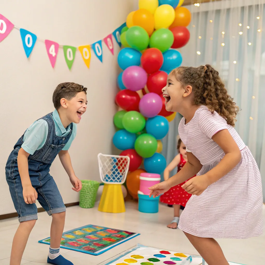 Kids playing games at a party